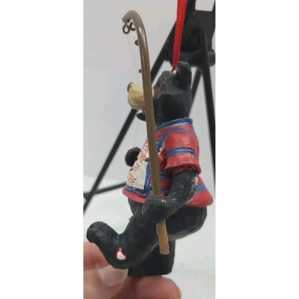 Kurt Adler KSA‎ Black Bear Fishing Figure Ornament Women Want Me Fish Fear Me 5